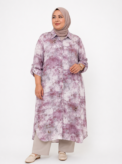 Abstract Print Longline Cardigan